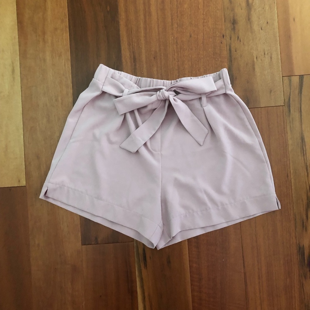 Tie front paper bag shorts